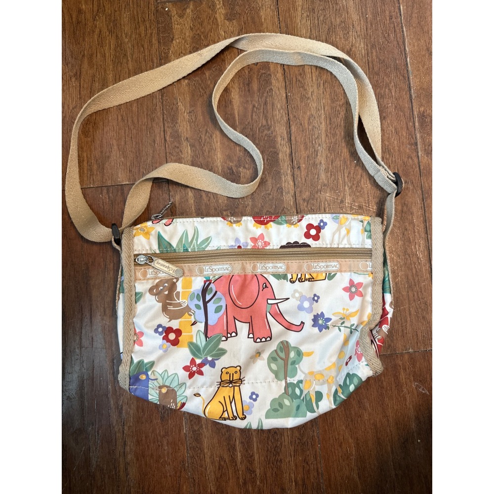 Vintage LeSportsac Crossbody Bag Animal Print Adjustable Strap jungle